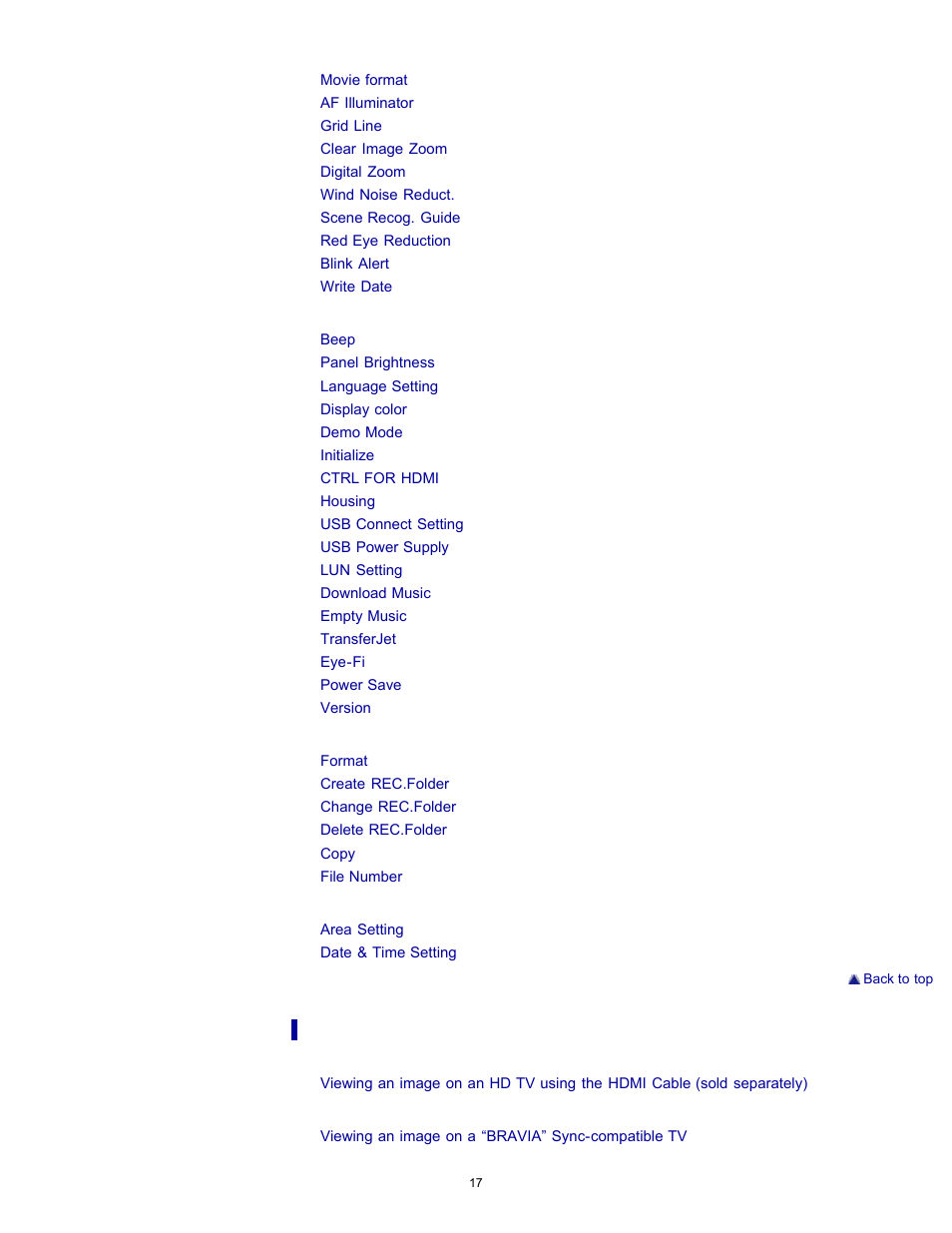 Sony DSC-TX20 User Manual | Page 17 / 262