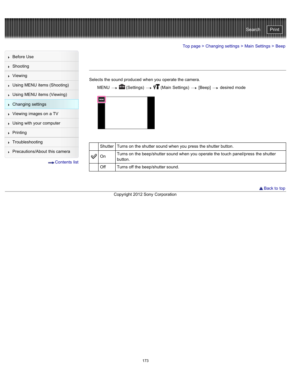 Beep, Cyber-shot user guide | Sony DSC-TX20 User Manual | Page 173 / 262