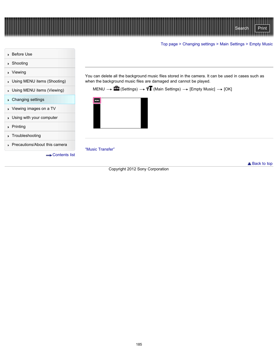 Empty music, Cyber-shot user guide | Sony DSC-TX20 User Manual | Page 185 / 262