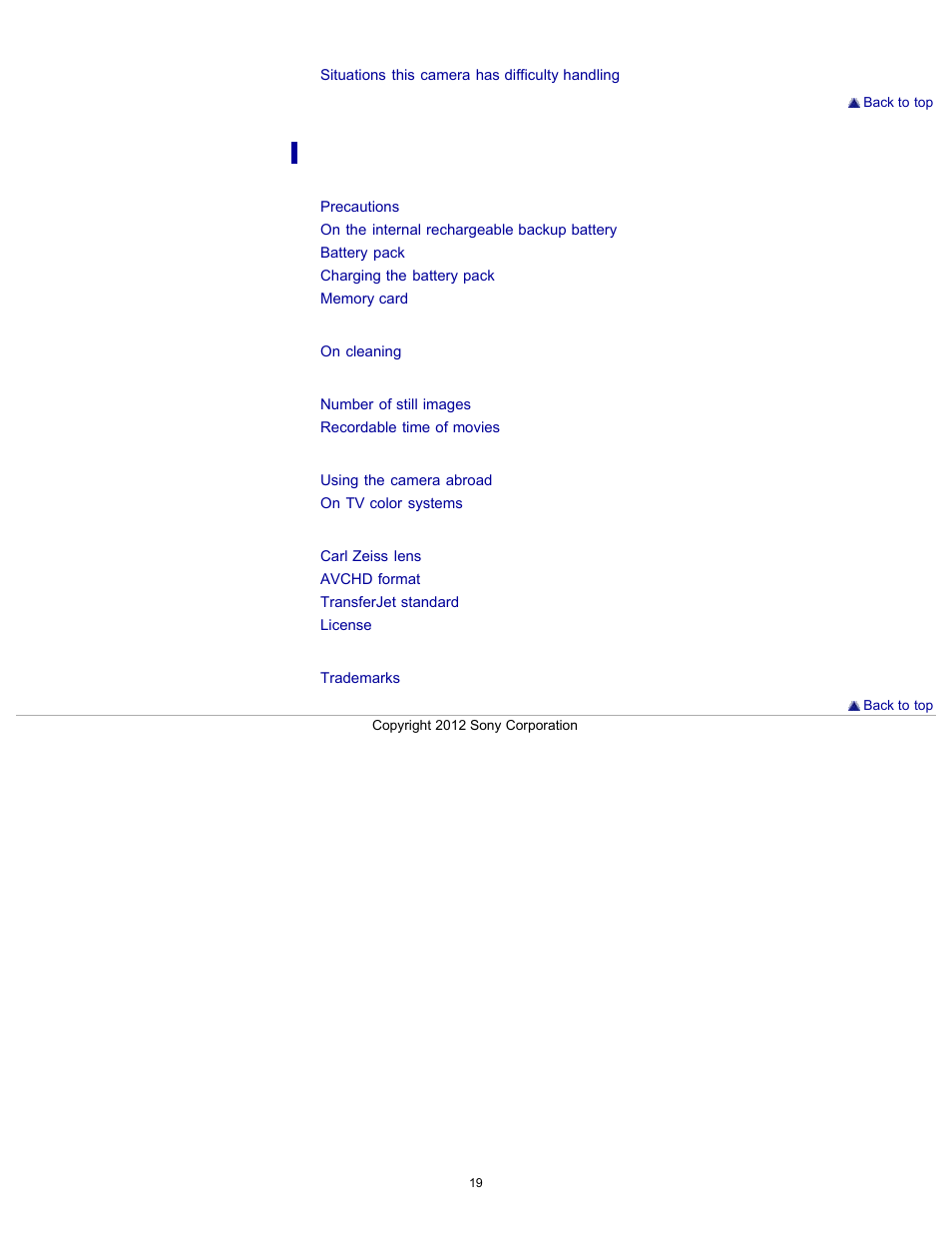 Sony DSC-TX20 User Manual | Page 19 / 262