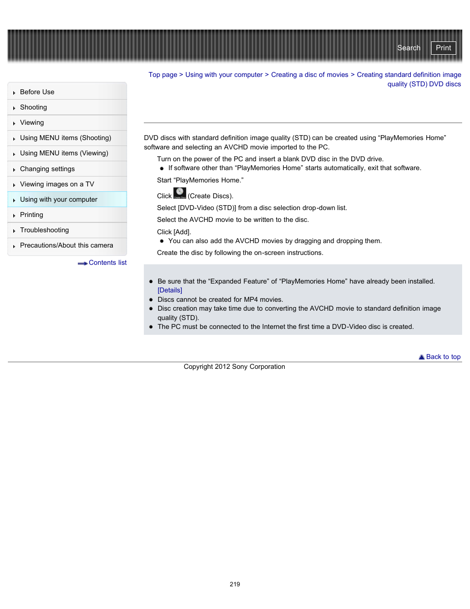 Cyber-shot user guide | Sony DSC-TX20 User Manual | Page 219 / 262