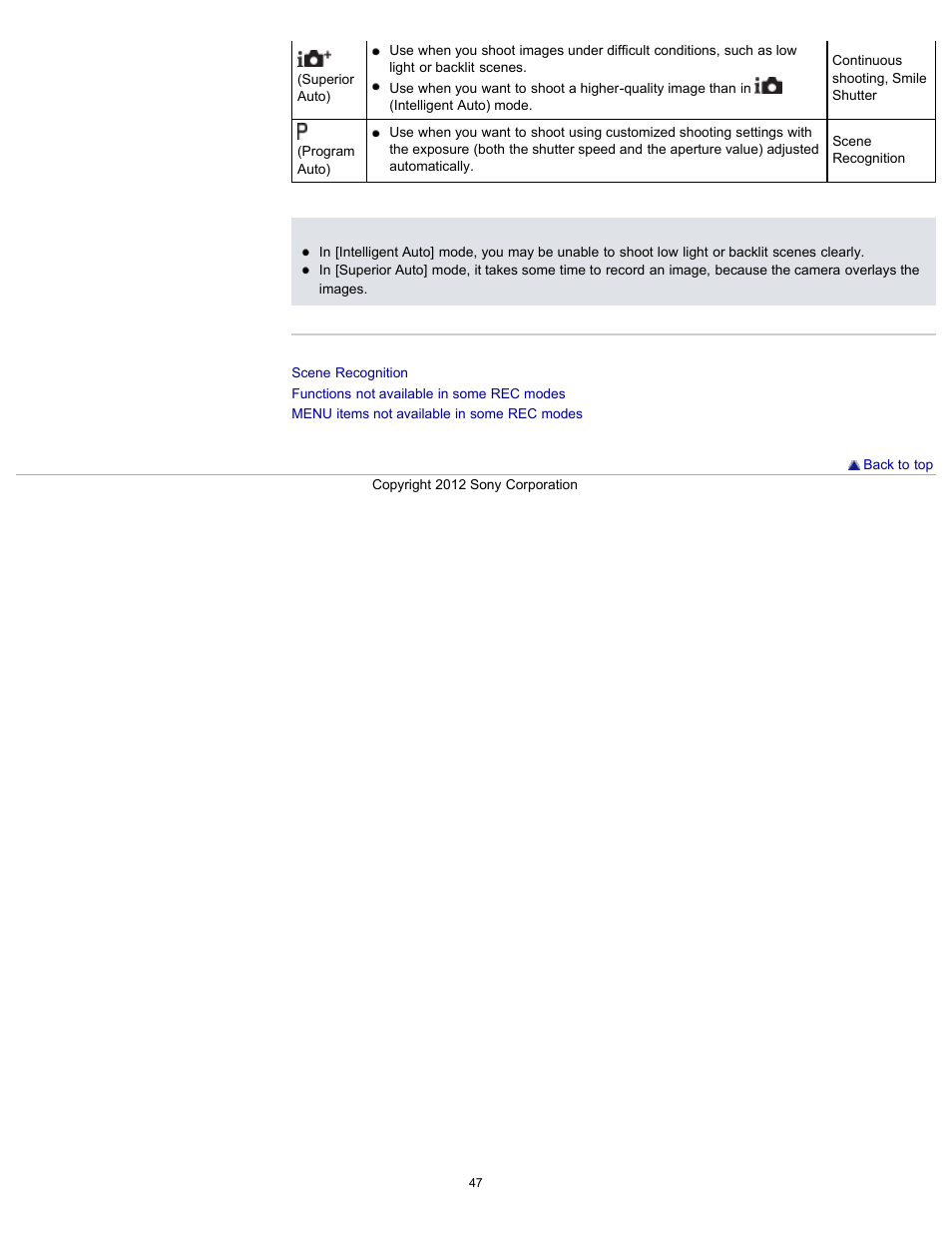 Sony DSC-TX20 User Manual | Page 47 / 262