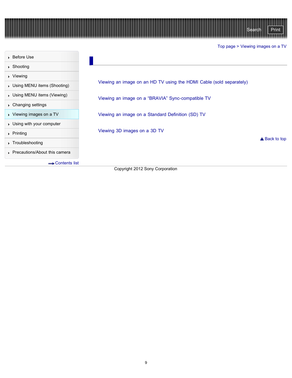 Viewing images on a tv, Cyber-shot user guide | Sony DSC-TX20 User Manual | Page 9 / 262