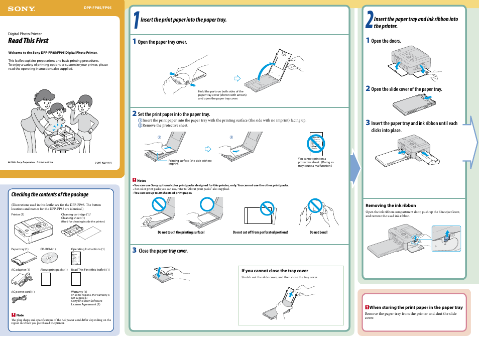 Sony DPP-FP95 User Manual | 2 pages