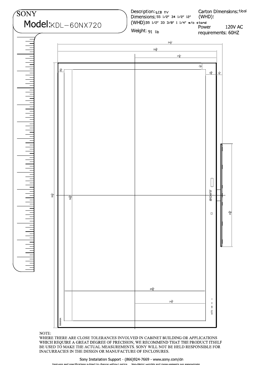 Sony KDL-60NX720 User Manual | 5 pages