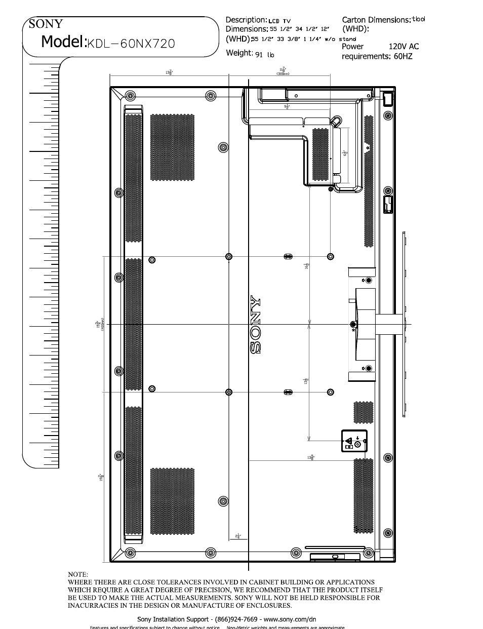 Model | Sony KDL-60NX720 User Manual | Page 4 / 5