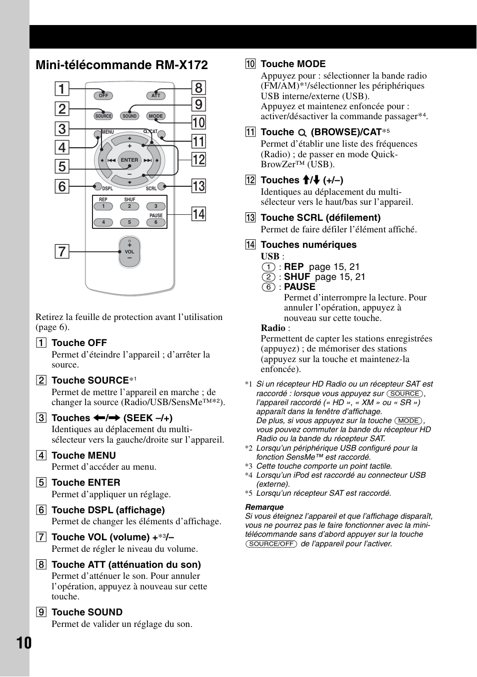 Mini-télécommande rm-x172 | Sony DSX-S200X User Manual | Page 42 / 104