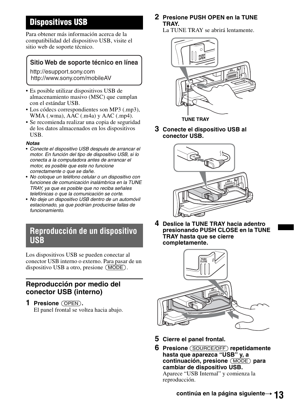 Dispositivos usb, Reproducción de un dispositivo usb, Reproducción por medio del conector usb (interno) | Sony DSX-S200X User Manual | Page 79 / 104