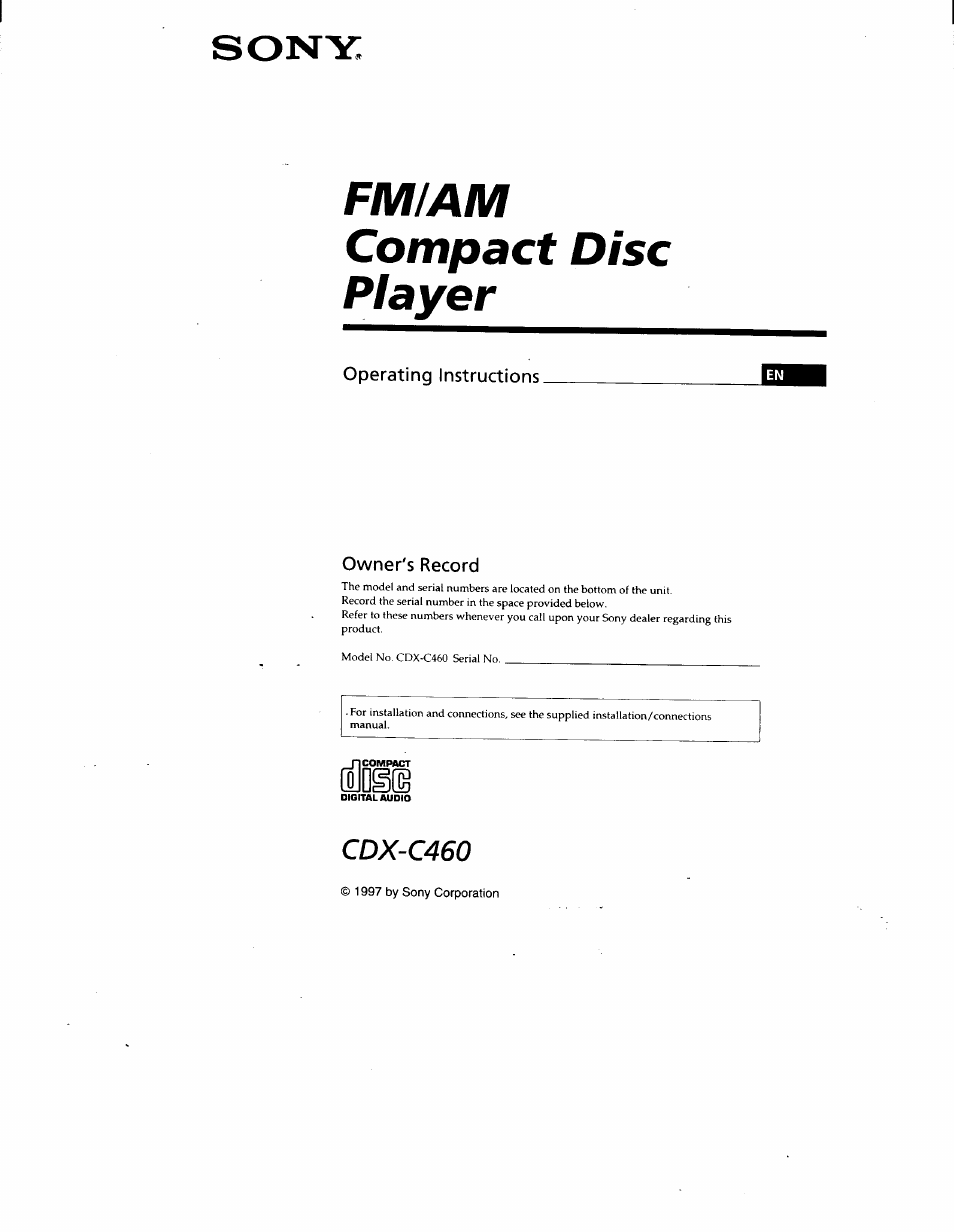 Sony CDX-C460 User Manual | 23 pages
