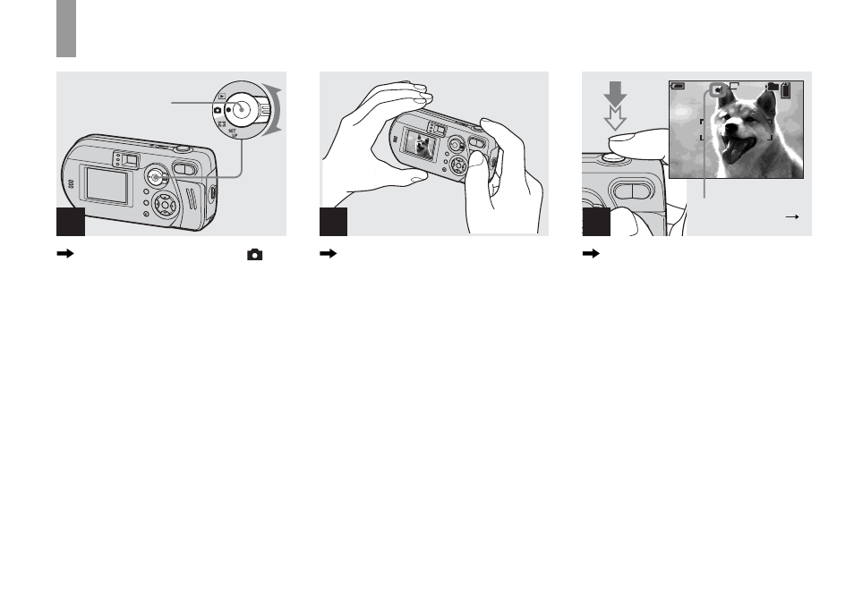 Basic still image shooting – using auto mode, Basic still image shooting, Using auto mode | Sony DSC-P92 User Manual | Page 22 / 116
