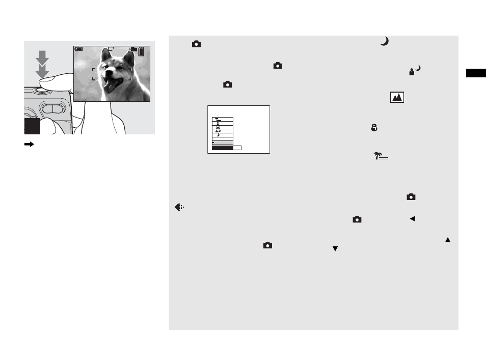 The position on the mode selector | Sony DSC-P92 User Manual | Page 23 / 116