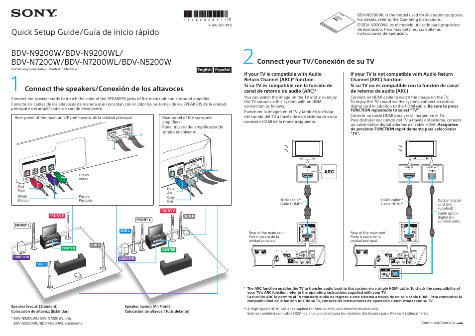 Sony BDV-N7200W User Manual | 2 pages