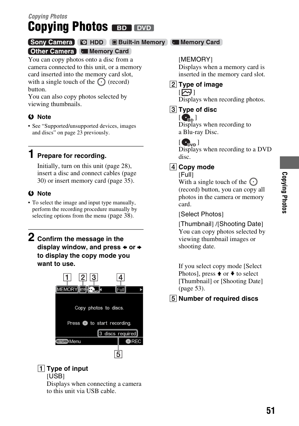 Copying photos | Sony VBD-MA1 User Manual | Page 51 / 84