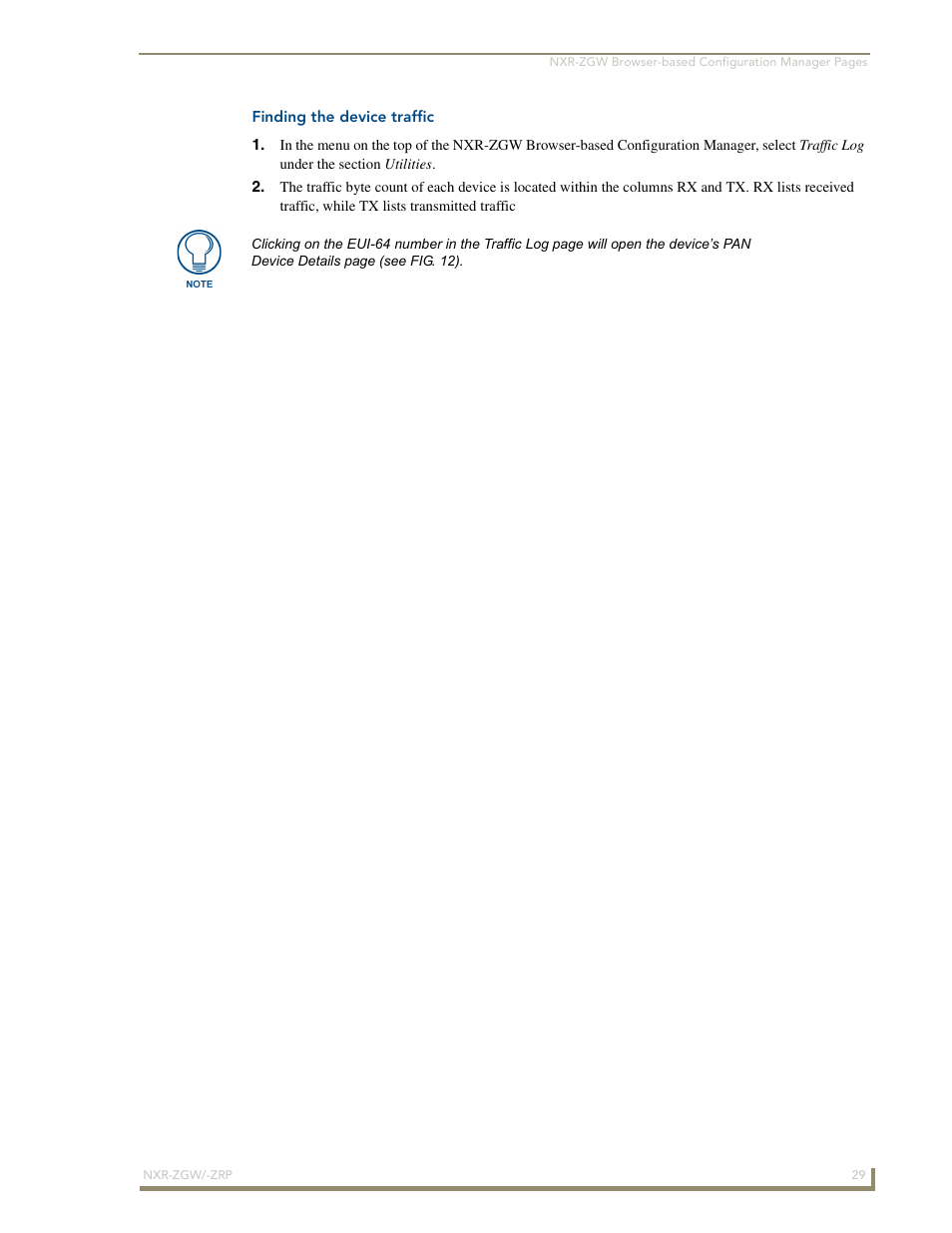 Finding the device traffic | AMX NetLinx ZigBee Compatible Gateway and Repeater NXR-ZGW/-ZRP User Manual | Page 35 / 42