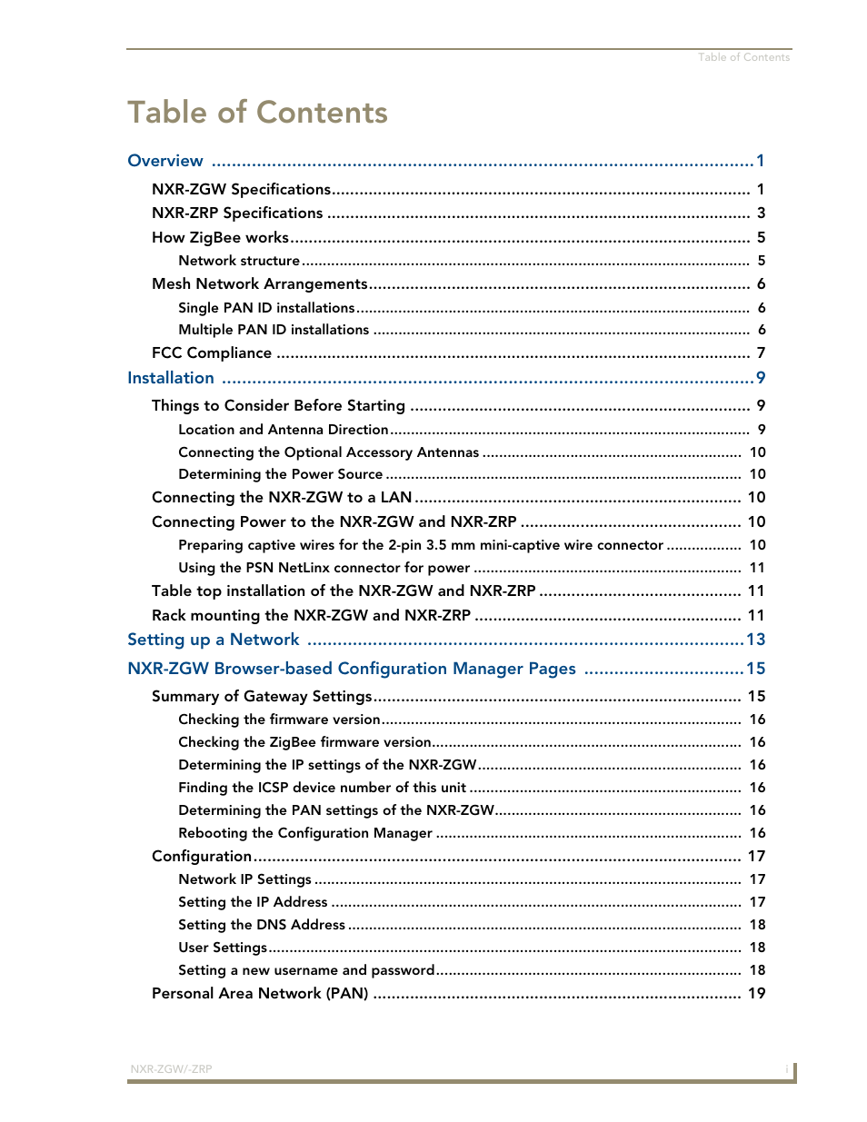 AMX NetLinx ZigBee Compatible Gateway and Repeater NXR-ZGW/-ZRP User Manual | Page 5 / 42