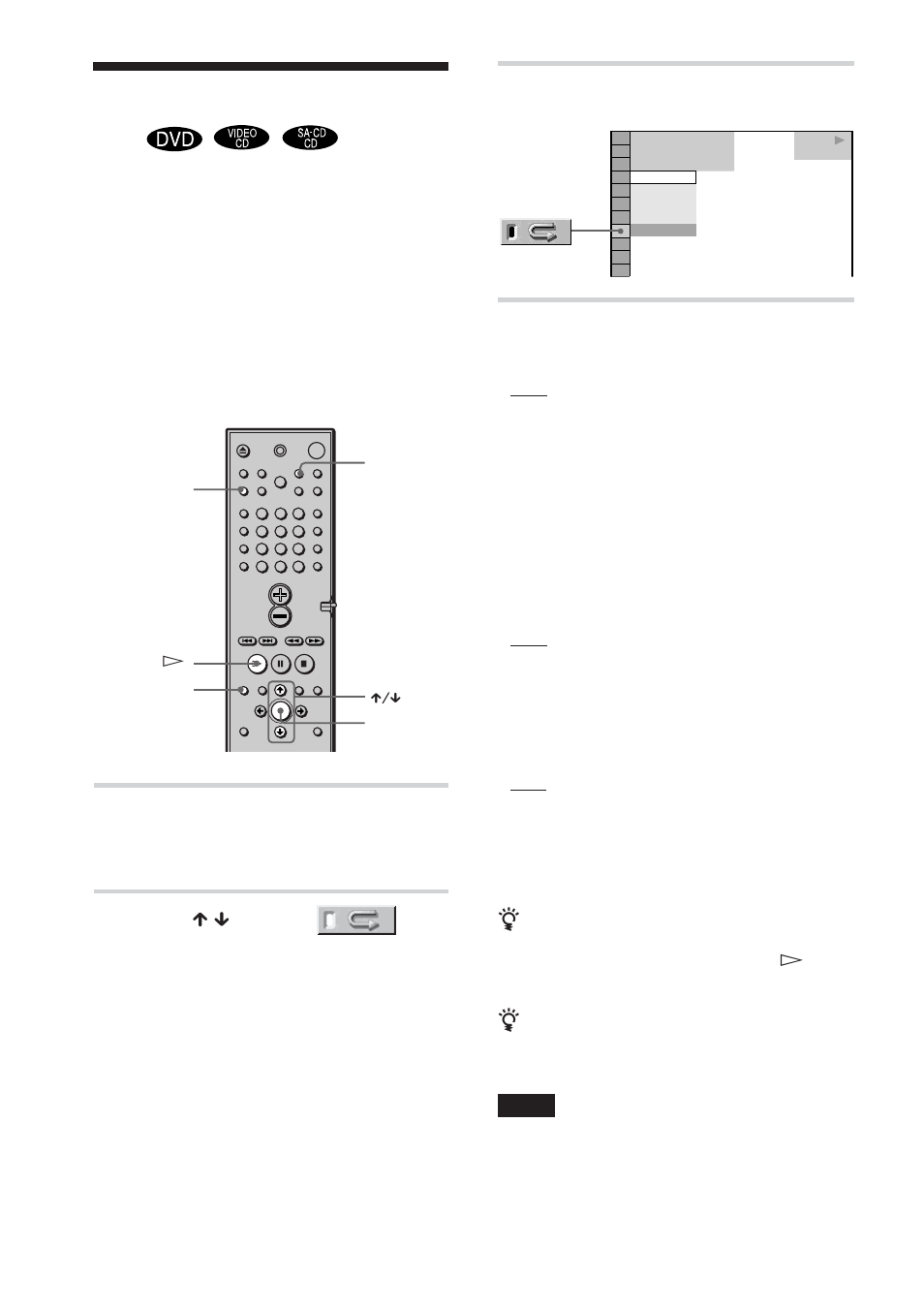 Playing repeatedly (repeat play), Playing repeatedly, Select the repeat play setting | Repeat play), Press dvd display, Press x / x to select (repeat), then press enter | Sony HCD-C450 User Manual | Page 40 / 88