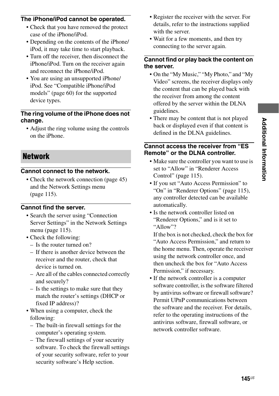 Network | Sony STR-DA5700ES User Manual | Page 145 / 155