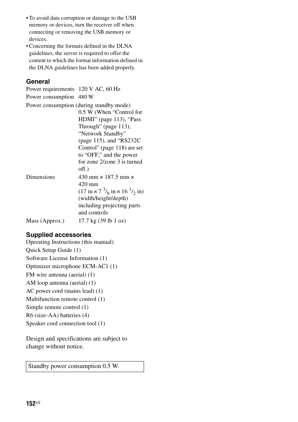 Sony STR-DA5700ES User Manual | Page 152 / 155