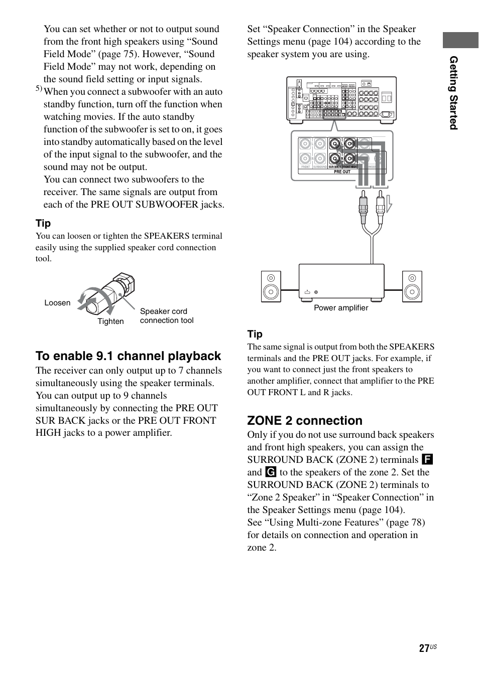 Zone 2 connection | Sony STR-DA5700ES User Manual | Page 27 / 155