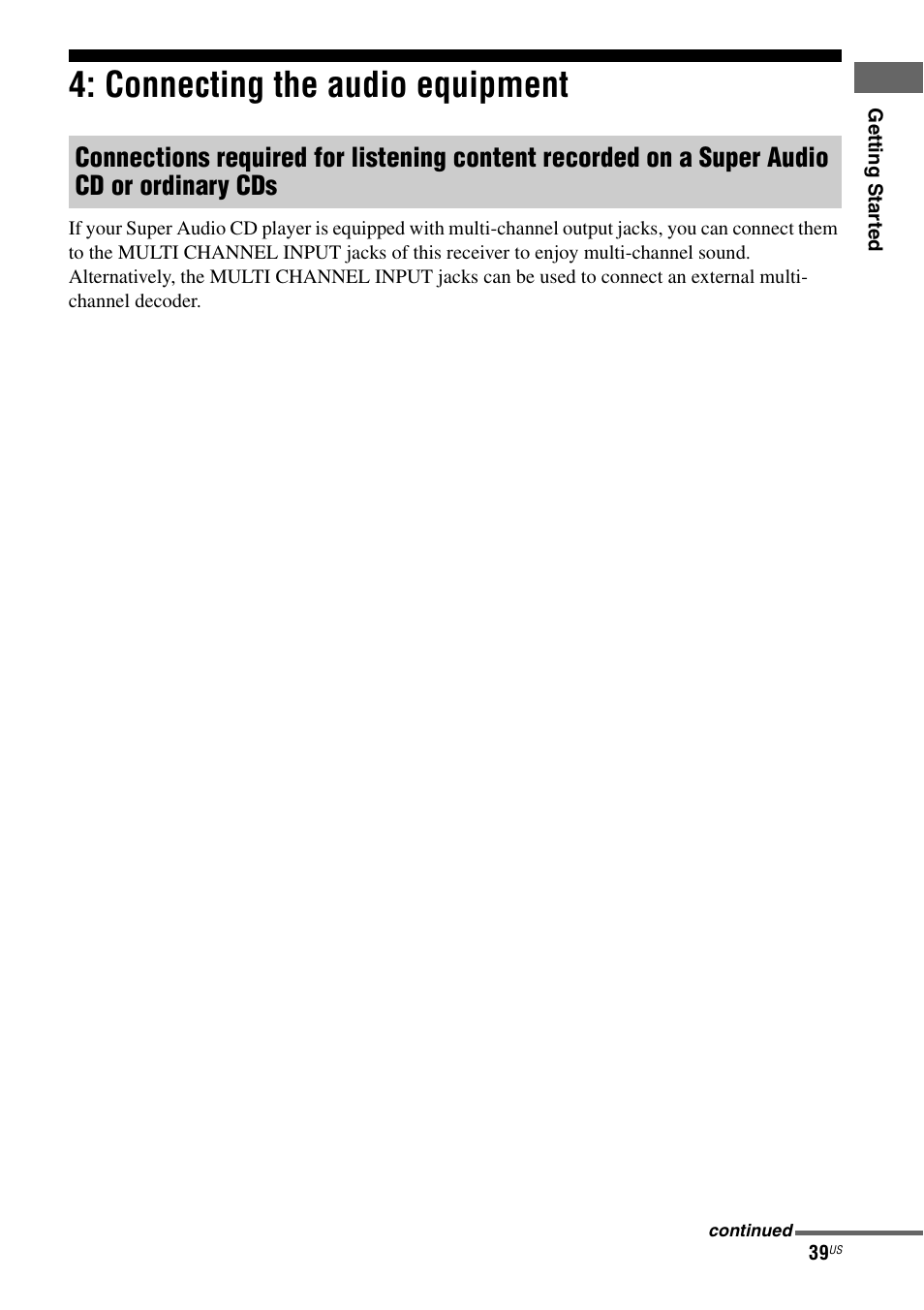 Connecting the audio equipment | Sony STR-DA5700ES User Manual | Page 39 / 155