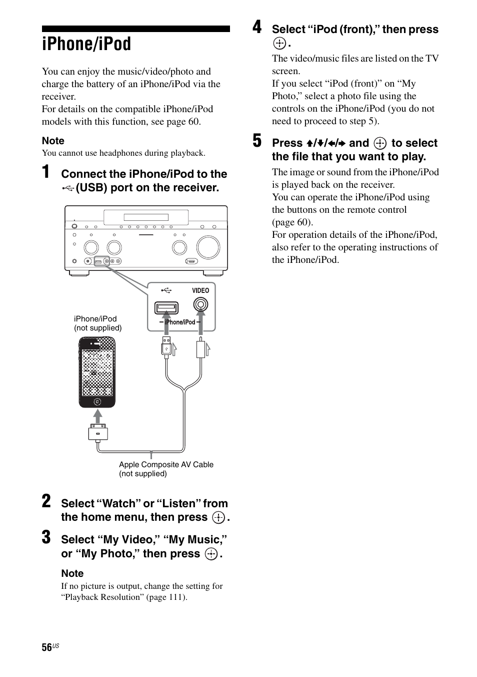 Iphone/ipod | Sony STR-DA5700ES User Manual | Page 56 / 155