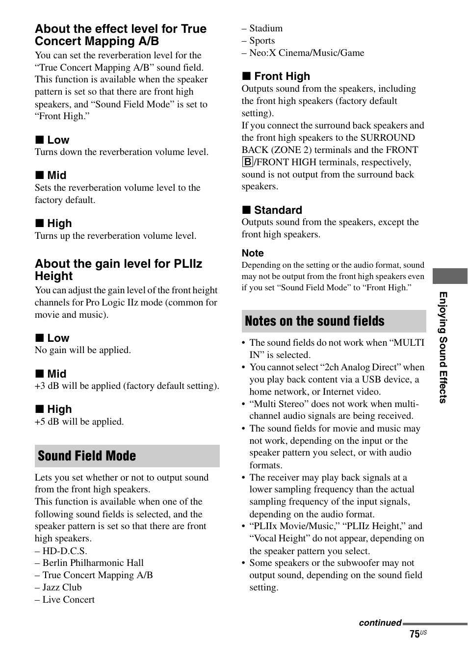 About the gain level for pliiz height | Sony STR-DA5700ES User Manual | Page 75 / 155