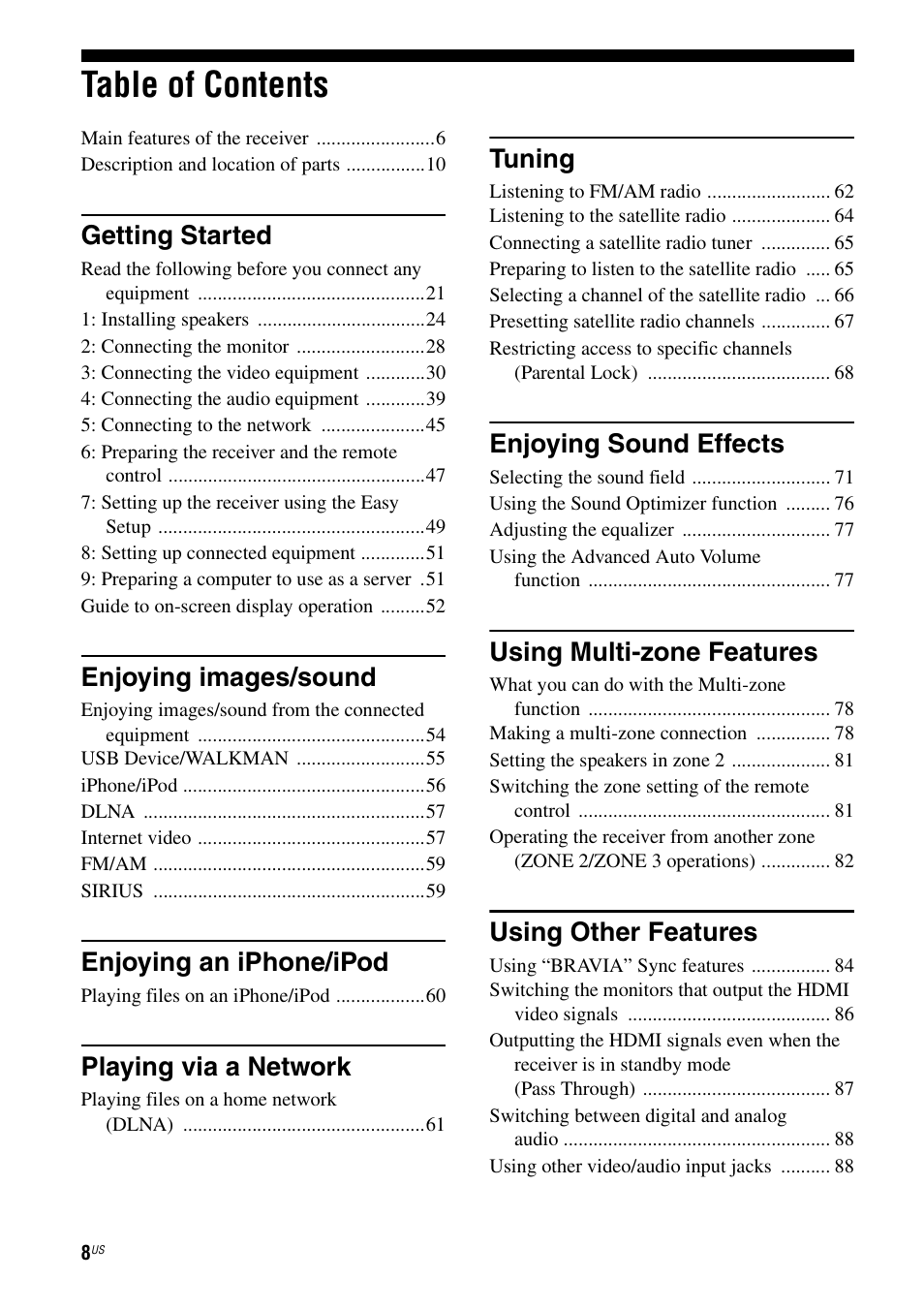 Sony STR-DA5700ES User Manual | Page 8 / 155