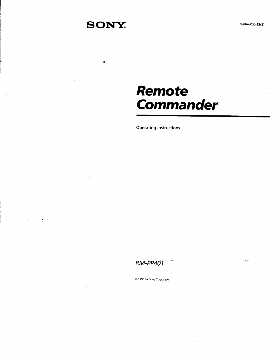 Sony RM-PP401 User Manual | 17 pages