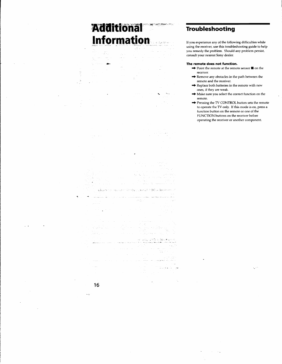 Troubleshooting, Information | Sony RM-PP401 User Manual | Page 16 / 17