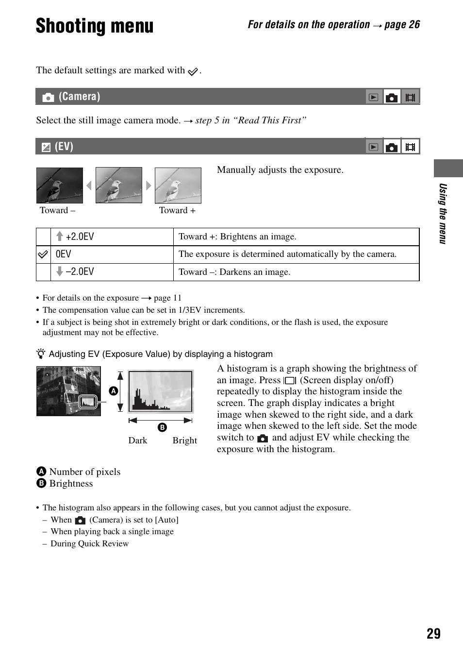 Shooting menu, Camera) | Sony DSC-T5 User Manual | Page 29 / 107