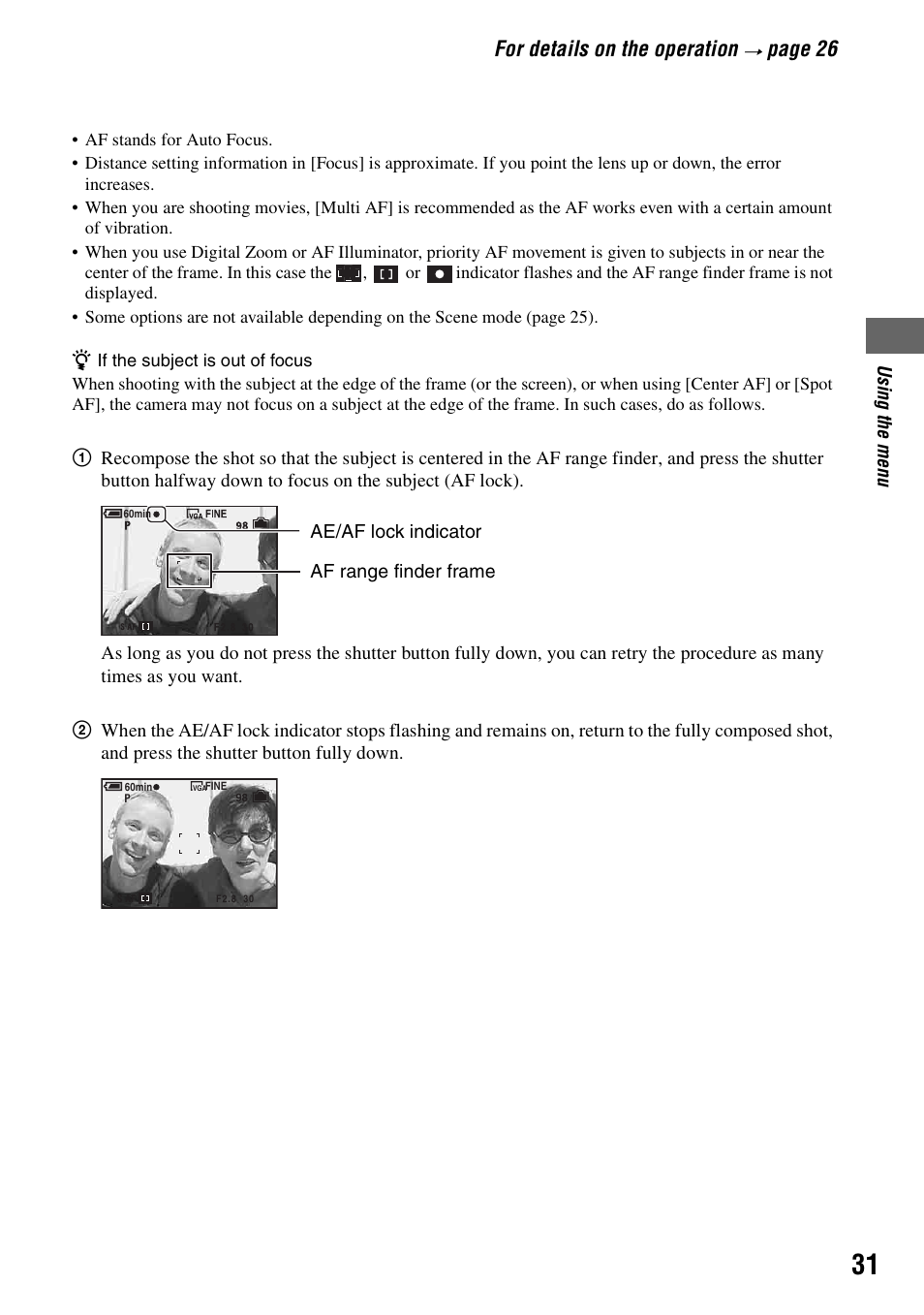 For details on the operation, Pa ge 26 | Sony DSC-T5 User Manual | Page 31 / 107