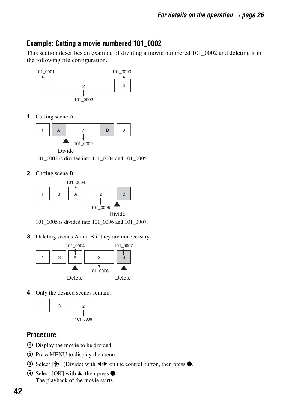 Procedure, For details on the operation, Page 26 | Sony DSC-T5 User Manual | Page 42 / 107