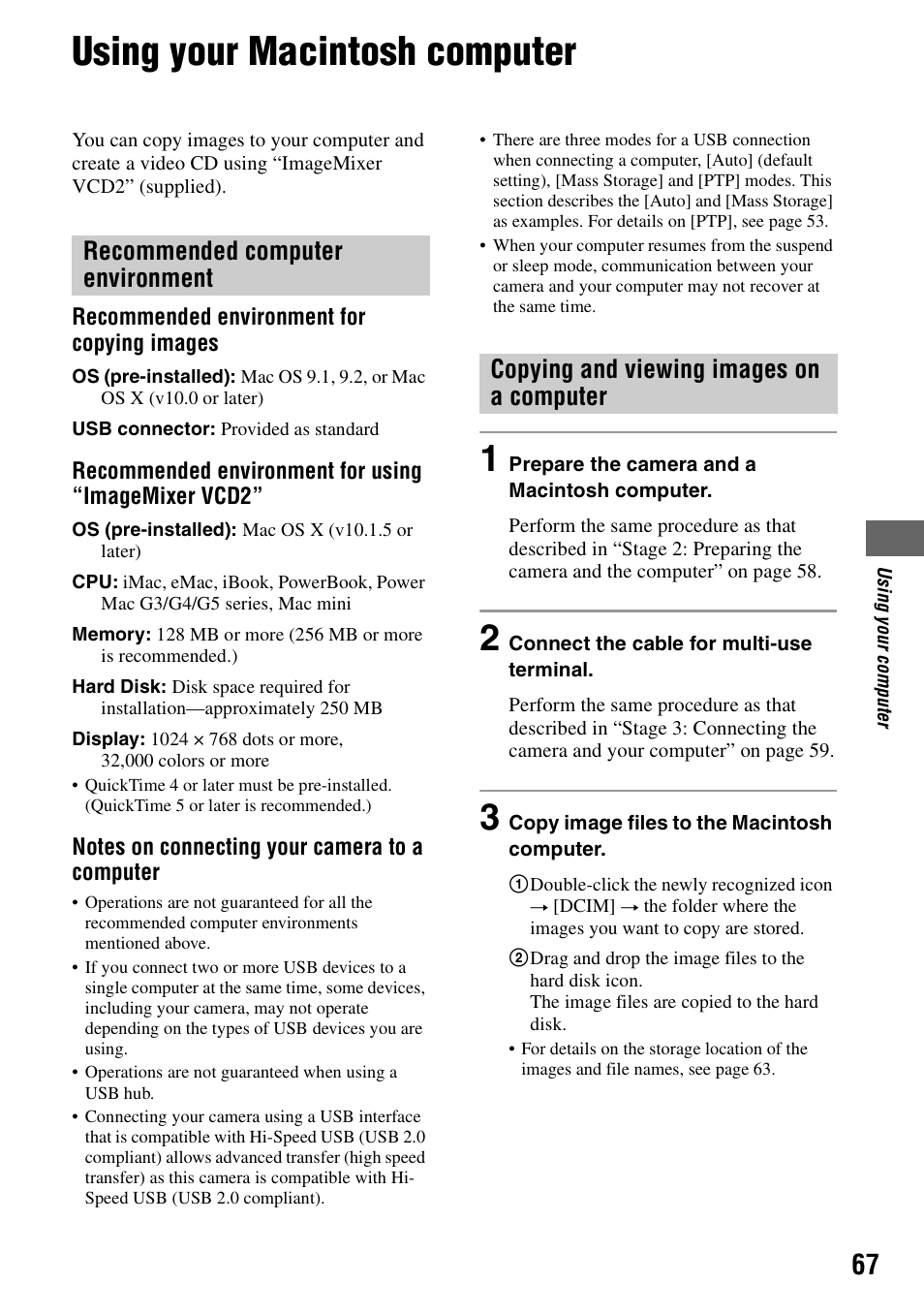 Using your macintosh computer | Sony DSC-T5 User Manual | Page 67 / 107