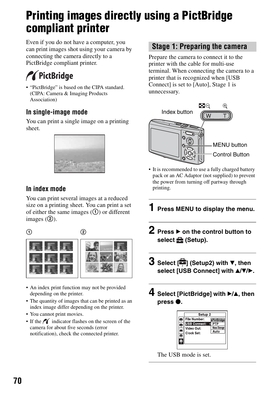 Stage 1: preparing the camera | Sony DSC-T5 User Manual | Page 70 / 107