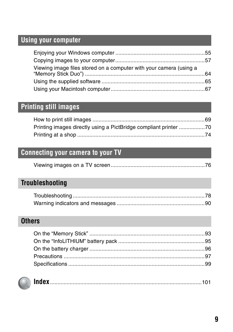 Sony DSC-T5 User Manual | Page 9 / 107