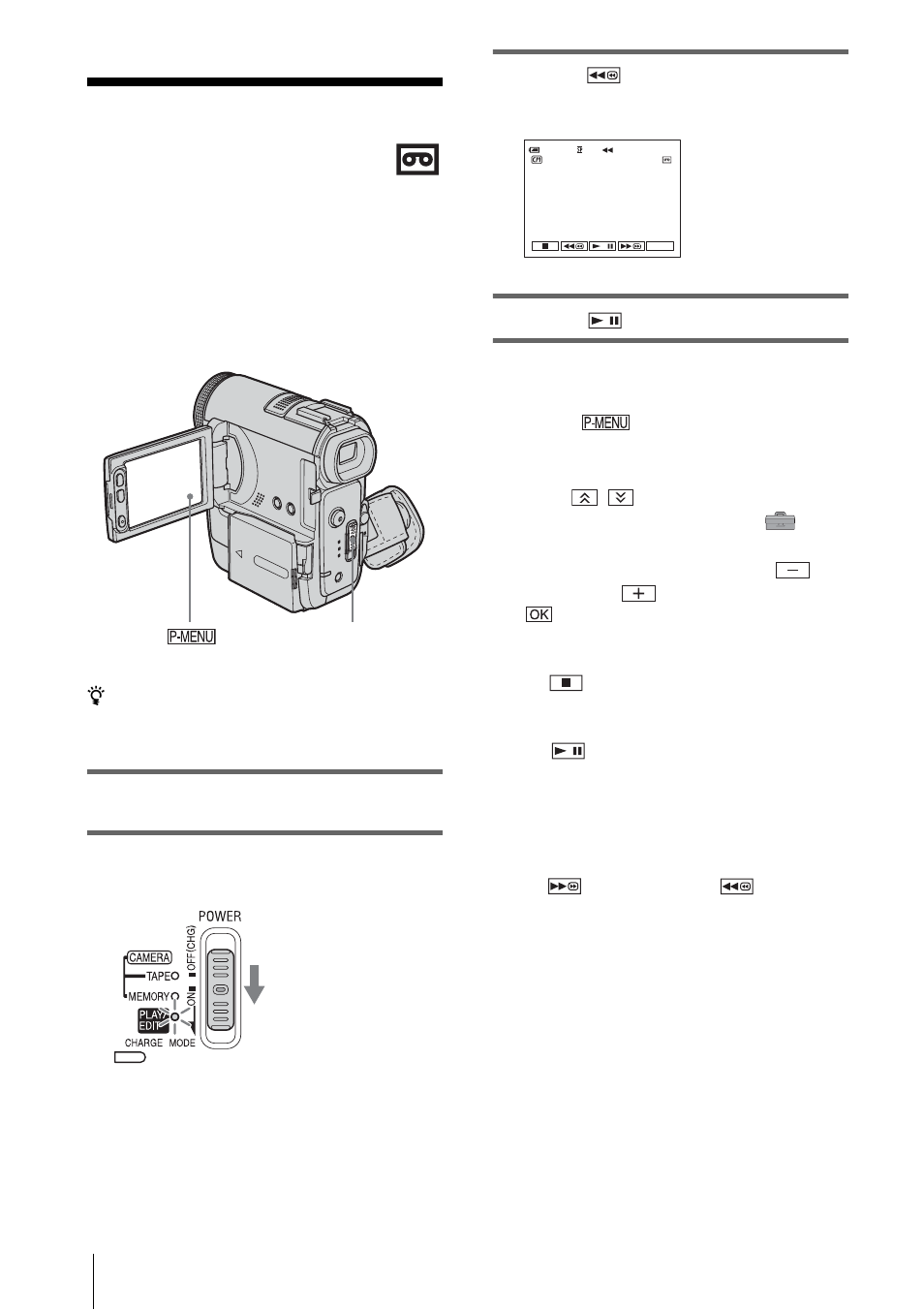 Playback, Viewing movies recorded on a tape | Sony DCR-PC350 User Manual | Page 50 / 152