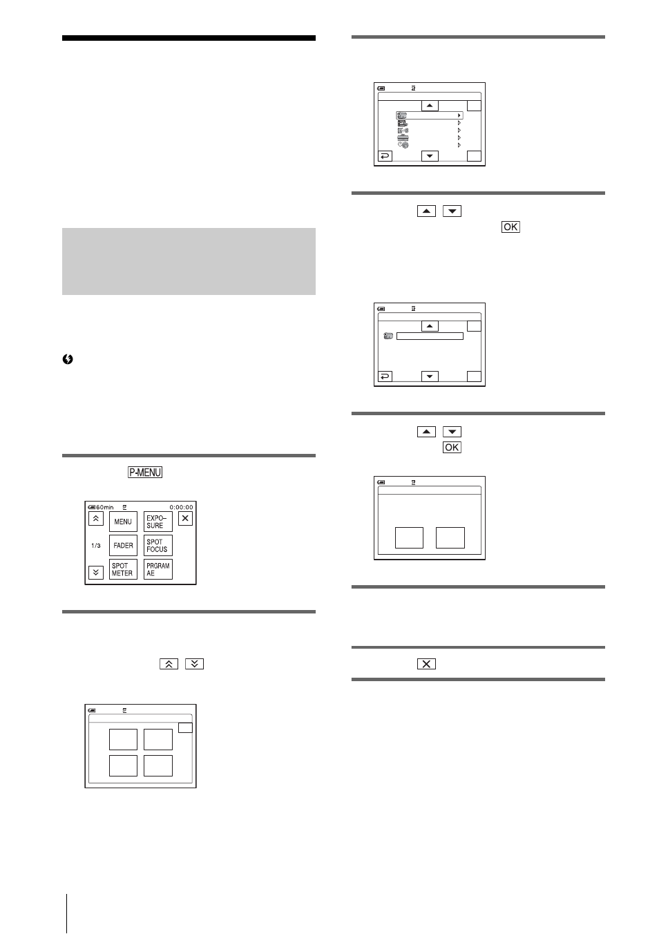 Customizing personal menu, P. 90), Adding a menu – add | Touch, Touch [p-menu set up, Touch [add, Touch / to select a menu category, then touch, Touch / to select a menu item, then touch, Touch [yes | Sony DCR-PC350 User Manual | Page 90 / 152