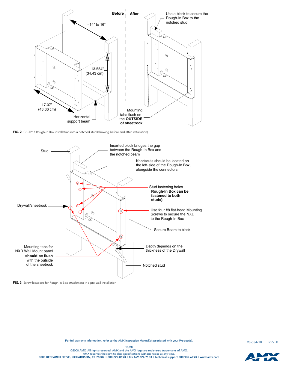 D (fig. 2), Fig. 2), Fig. 3) | Fig. 3, X (fig. 3) | AMX Rough-In Box CB-TP17 User Manual | Page 2 / 2
