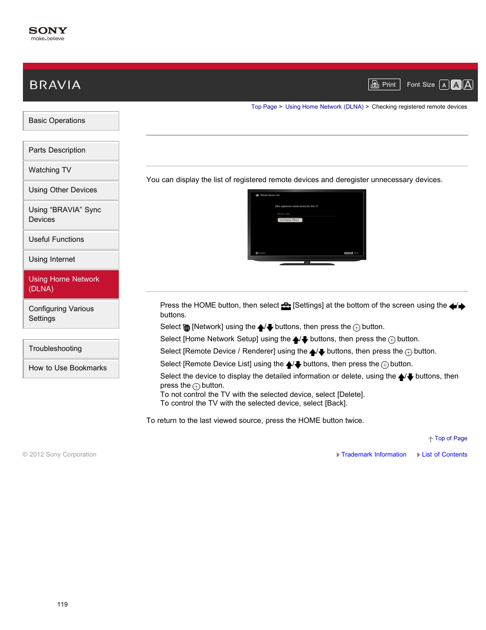 Checking registered remote devices | Sony XBR-84X900 User Manual | Page 124 / 185