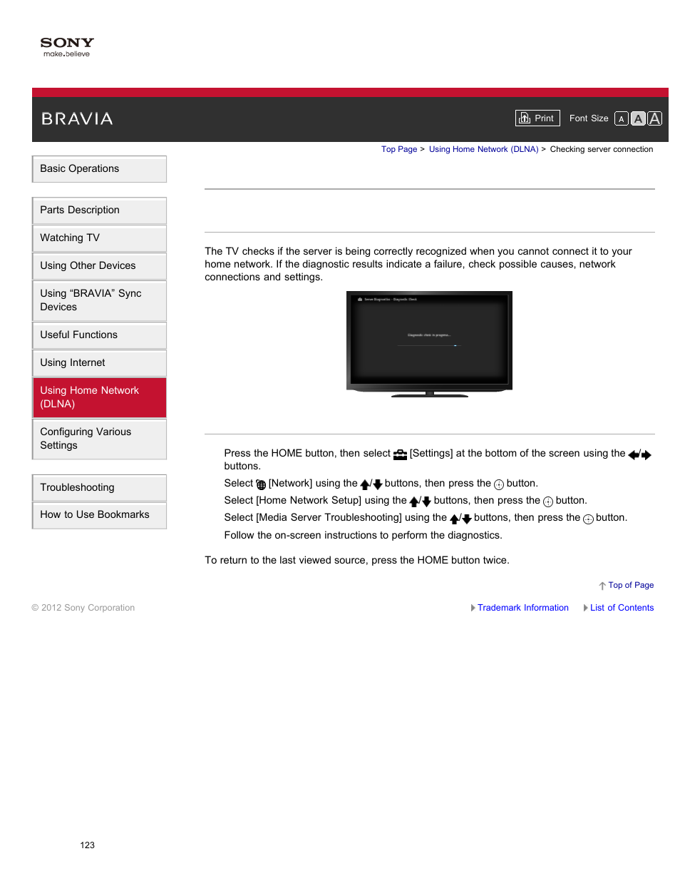 Checking server connection | Sony XBR-84X900 User Manual | Page 128 / 185