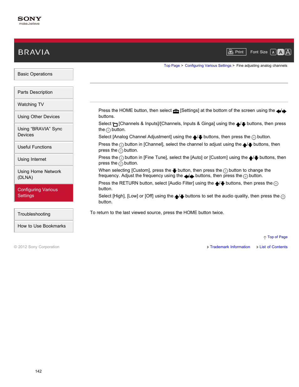 Fine adjusting analog channels | Sony XBR-84X900 User Manual | Page 147 / 185