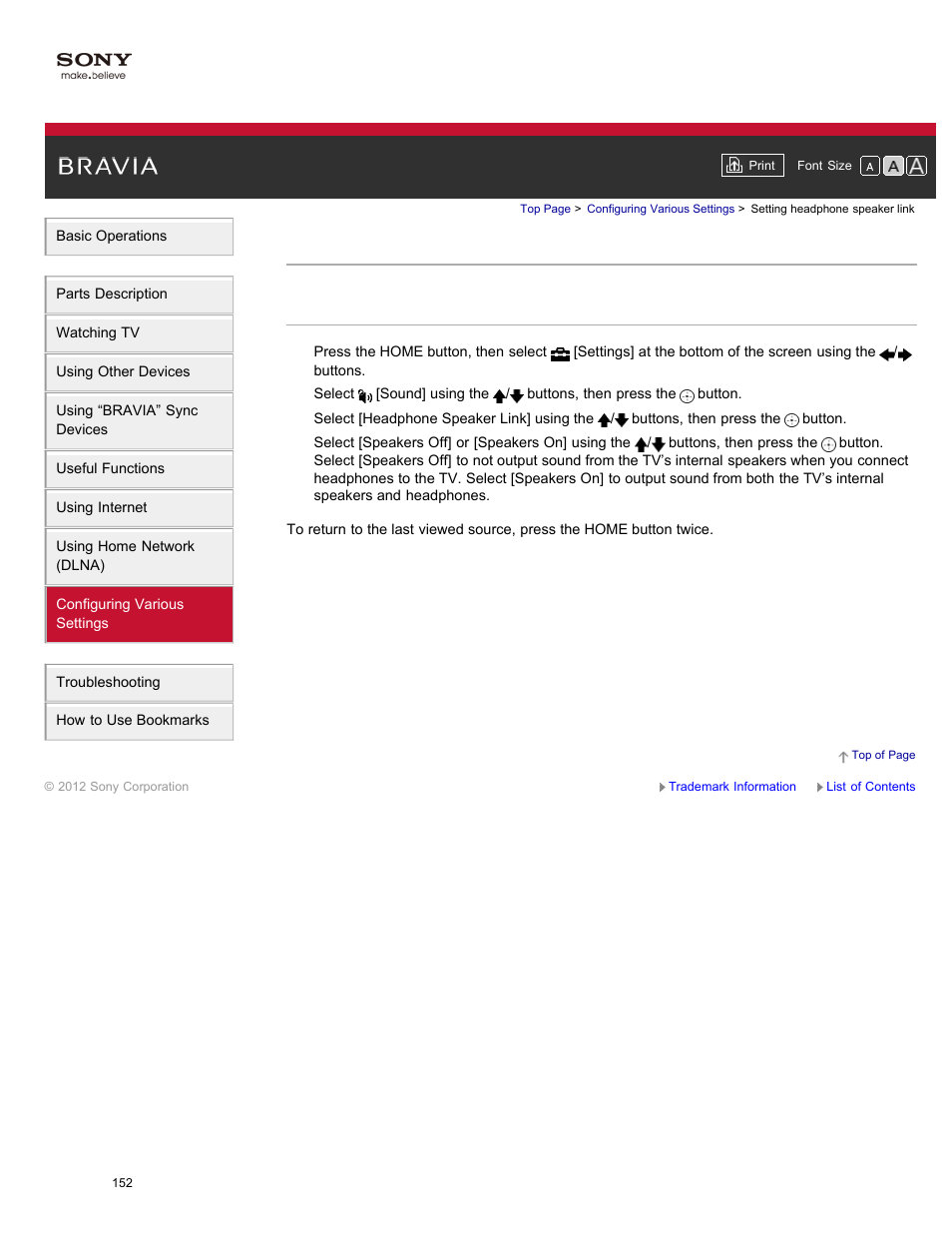 Setting headphone speaker link | Sony XBR-84X900 User Manual | Page 157 / 185