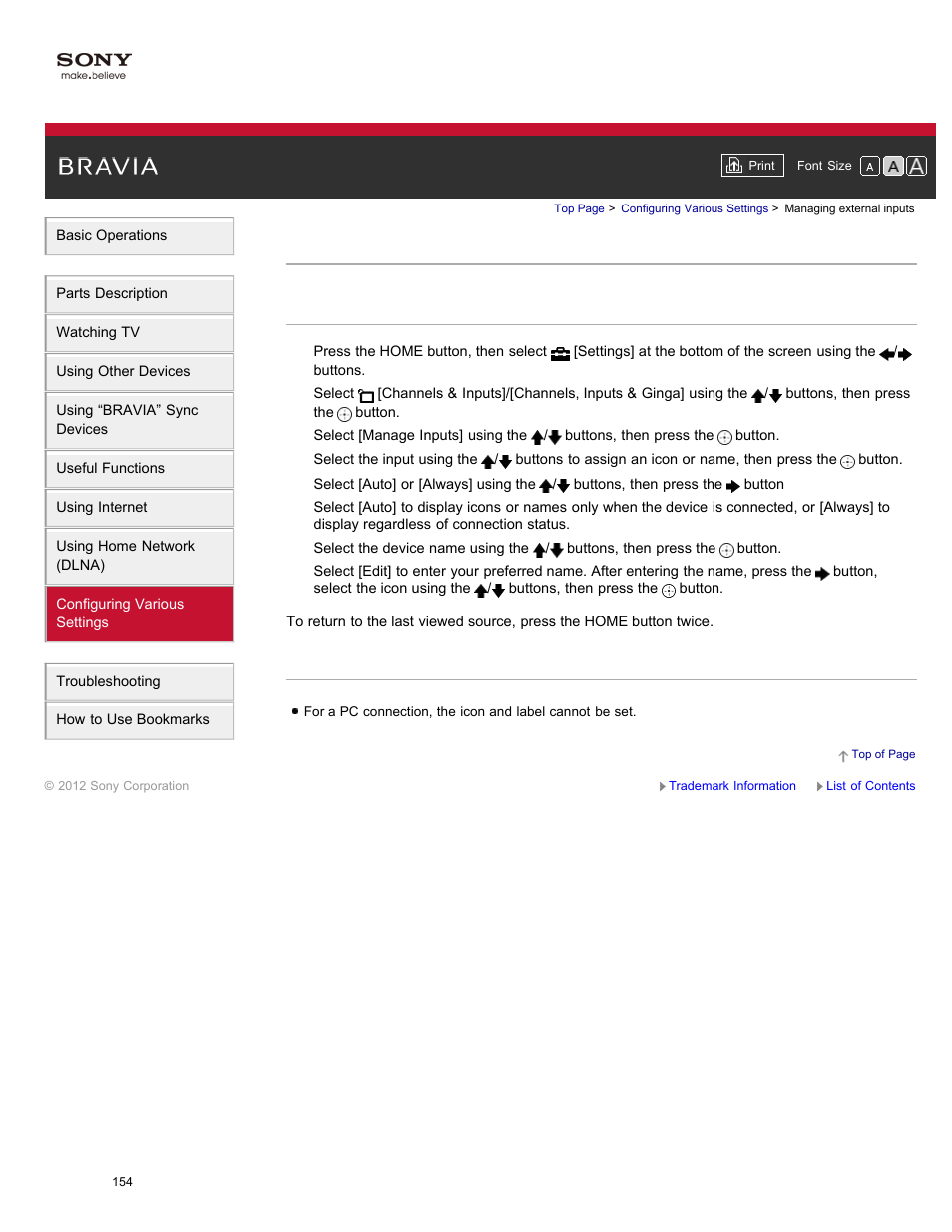 Managing external inputs | Sony XBR-84X900 User Manual | Page 159 / 185