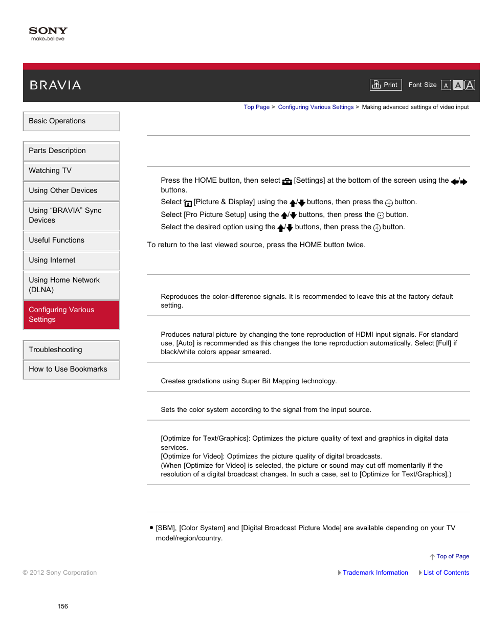 Making advanced settings of video input | Sony XBR-84X900 User Manual | Page 161 / 185