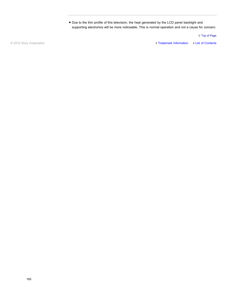 Tv screen feels warm | Sony XBR-84X900 User Manual | Page 170 / 185