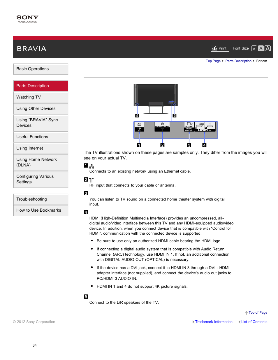 Bottom | Sony XBR-84X900 User Manual | Page 39 / 185