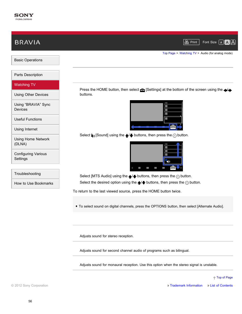 Audio (for analog mode) | Sony XBR-84X900 User Manual | Page 61 / 185