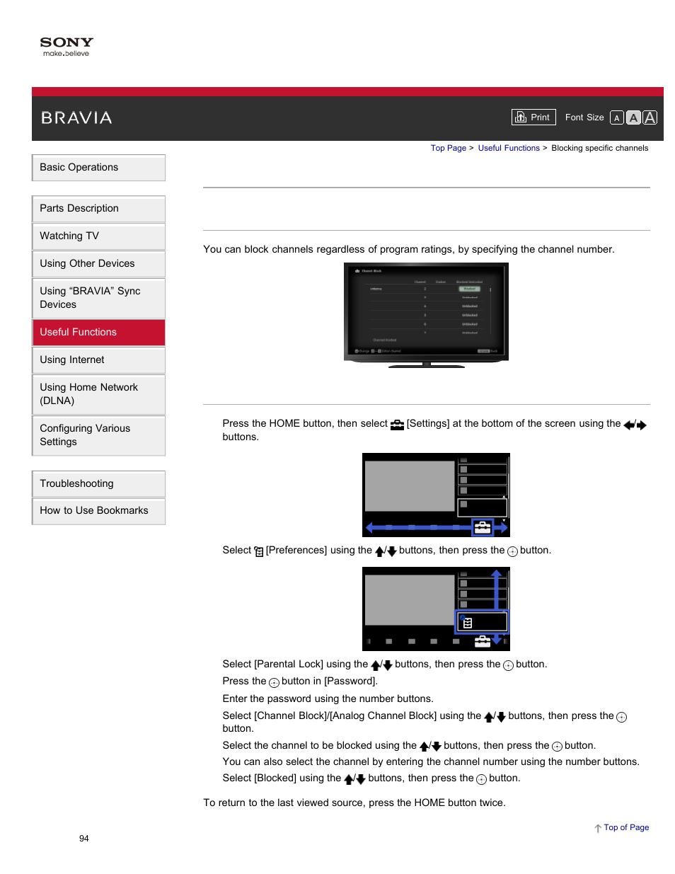 Blocking specific channels | Sony XBR-84X900 User Manual | Page 99 / 185