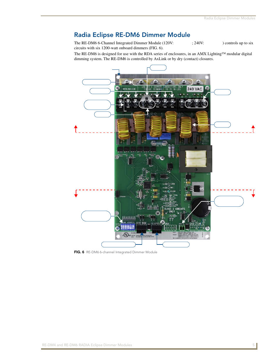 Radia eclipse re-dm6 dimmer module | AMX Radia Eclipse 4-Channel Dimmer Module RE-DM4 User Manual | Page 13 / 90