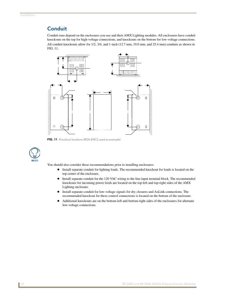 Conduit | AMX Radia Eclipse 4-Channel Dimmer Module RE-DM4 User Manual | Page 20 / 90